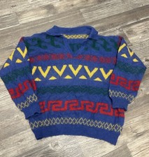 VTG Shaggy Man Cardigan Mens XL Colorful Mohair Wool Sweater 60s 70s