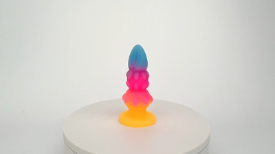 Soft Squeezable Glow in the Dark Silicone Beaded Bumpy Anal Butt Plug Small 