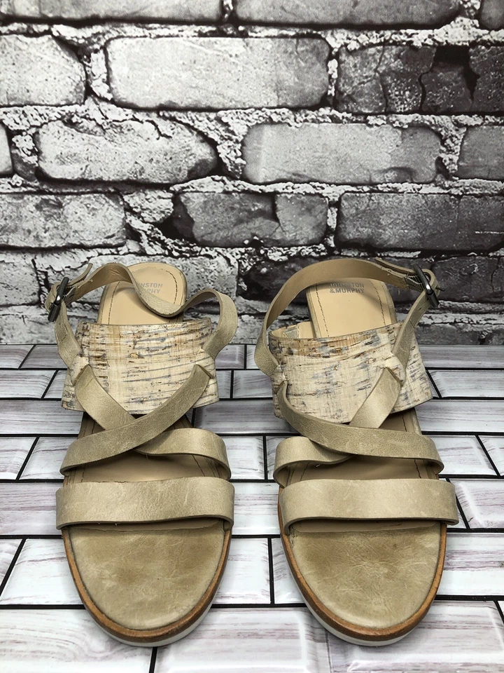 Johnston & Murphy Kayla Taupe Leather Heel Strappy Sandals Women’s Sz 9M US/40EU - Image 2 of 4