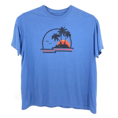 VINTAGE Sonoma Mens Shirt 2XL XXL Blue Short Sleeve Sunset