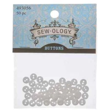 Mini White Plastic Buttons - 50 Per Pkg
