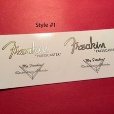 Freakin Guitar Headstock Waterslide Decals Gold Metallic 2 per order T style