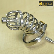 Stainless Steel Chastity Cage Device with dilator Tube Bondage Lock Shame of Men