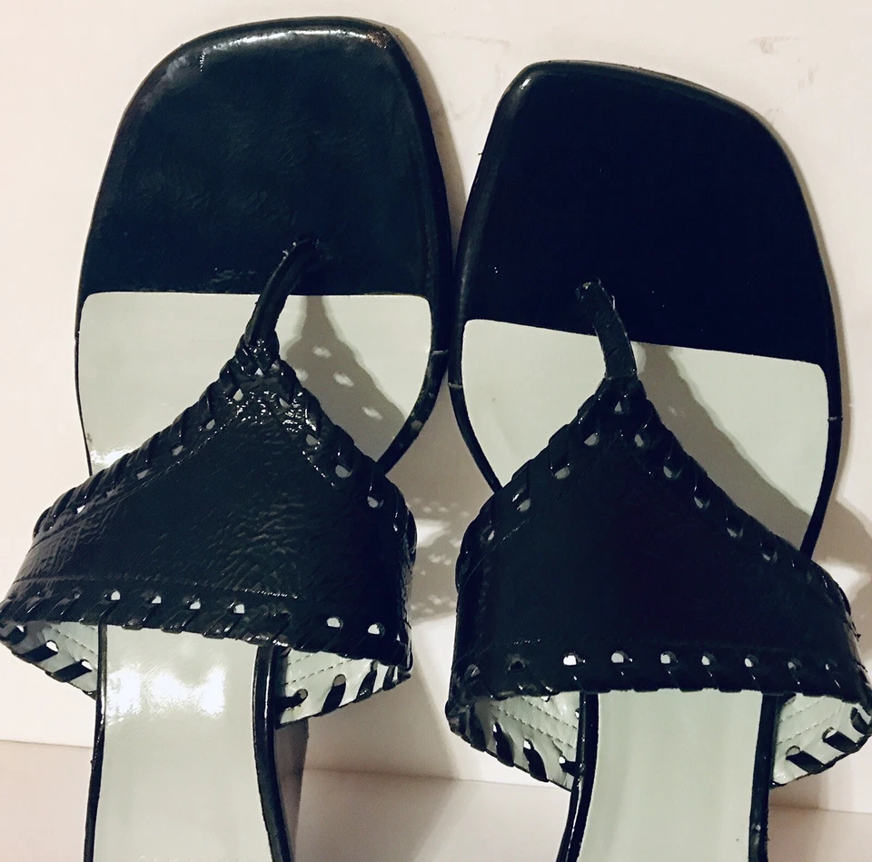 Chanclas Circa Joan&David Negro Tacón Bloque Charol “Shygirl” Talla 8M Usadas en Excelente Condición Foto 3 de 4