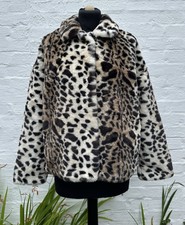 Immaculate Bellerose Faux Fur Leo Print Short Coat Jacket With Pockets Size 3/m