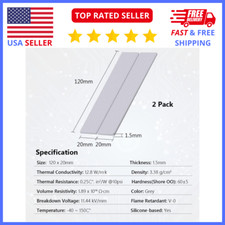 Thermal Pads 120x20mm 2-Pack High-Performance SSD GPU PC Cooling Transfer