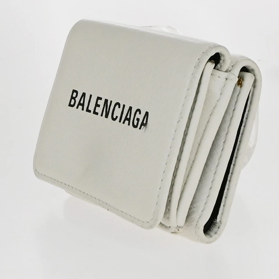 Cartera compacta triple de cuero blanca Italia 30KA510 con logotipo diario BALENCIAGA Everyday Mini Foto 2 de 4