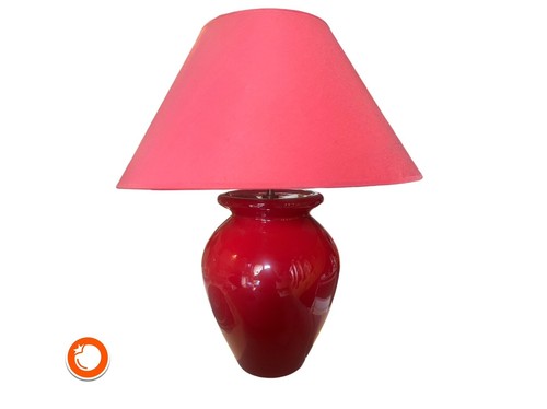 Rarissima lampada da tavolo grande anni 80 60 cm ceramica rosso bordeaux France - Foto 2 di 9