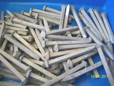 6 - BIG, VINTAGE, 4" x 5/16",  SQUARE GALVINIZED STEEL, CHISEL POINT, BOAT NAILS