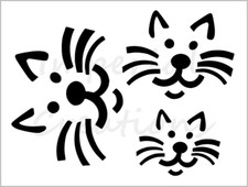 Cat Face Happy Stencil 3 Sizes Halloween Cookie 8.5" x 11" Reusable Sheet S798