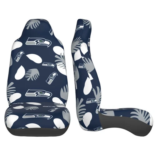 2pcs Seattle Seahawks Elastic Car Seat Covers Car Front Rear Protectors Decor