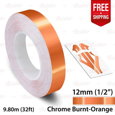 CHROME BURNT-ORANGE 1/2'' 12mm PIN STRIPE Car Striping TAPE Decal Vinyl Sticker