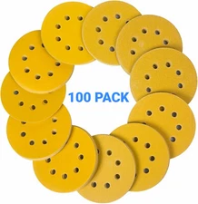5" 8-Hole Sanding Discs 100PCS Anti-Clog Aluminum Oxide Sandpaper for Wood/Auto