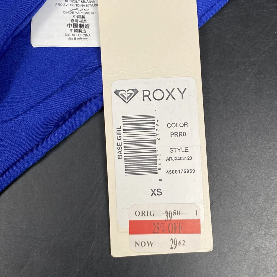 Купальник Roxy XS белый синий бикини низ нахальный с высокой талией пляжный курорт - Изображение 4 из 4