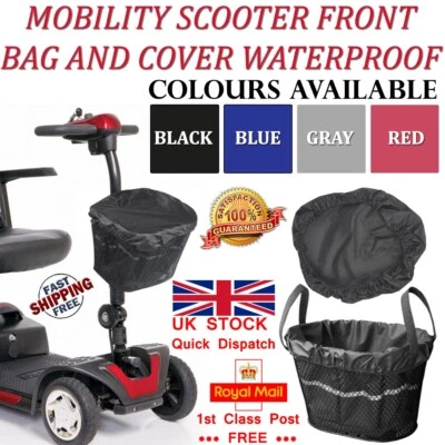 LTG PRO® Mobility Scooter Frontkorbtasche Futter & Regenabdeckung Wasserdicht Schwarz Grau Blau