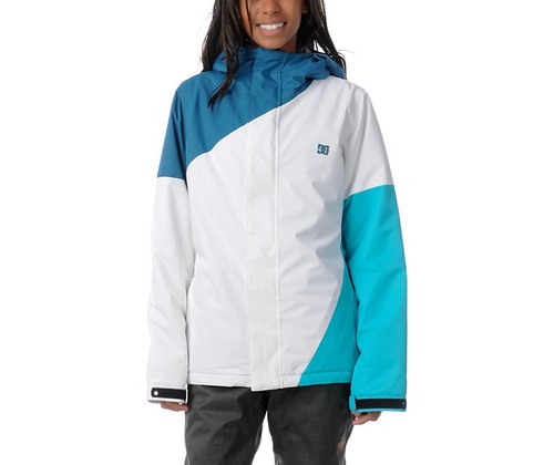 DC Shoes Fuse Jacket Women Snowboard Ski Waterproof 80g Insulated Teal White XS - Picture 1 of 4