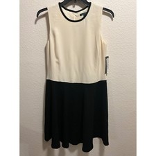 Lauren Ralph Lauren Colorblock Dress Ivory Black Sleeveless Size 12 little stain