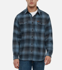 NWT Orvis Men's Heavy-Weight Flannel Shirt Size Medium Button Front Navy Plaid