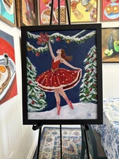 "Winter Woodland" Ballerina Painting Hand Painted 11 X 14” Framed, Not A Print