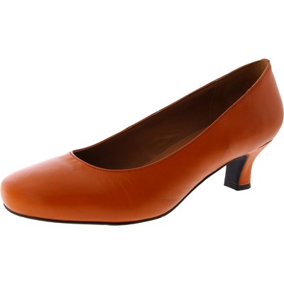 Array Womens Flatter Orange Leather Kitten Heels Shoes 11 Wide (C,D,W) BHFO 2244