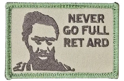 TROPIC THUNDER MOVIE KIRK LAZARUS NEVER GO MULTICAM TACTICAL HOOK FUNNY PATCH