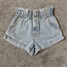 PacSun Shorts Womens 23 Light Wash Denim Mom Short High Rise Paperbag Waist