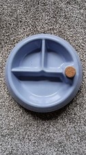 Vintage Ceramic Baby Food Warming Divided Dish Baby Blue