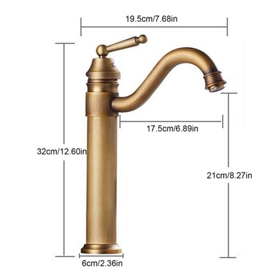High Sink Wasserhahn Kupfer Retro Industrial Single Handle