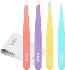 Tweezers for Eyebrows, Slant Tip and Pointed Eyebrow Tweezer Set Great Precision