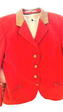 PAMELA HENSON BLAZER LUSSO CON APPLICAZIONI IN VERA PELLE SCAMOSCIATA STRETCH 42 NP 629