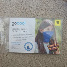 Go Cool Youth Size Face Covering Helps Defend Against Dust  Debris. Aqua color