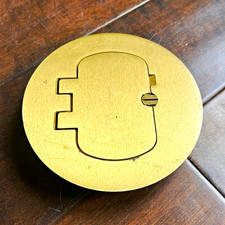 Carlon E97BR Round Gold Metal Floor Duplex Outlet Faceplate Cover Plate