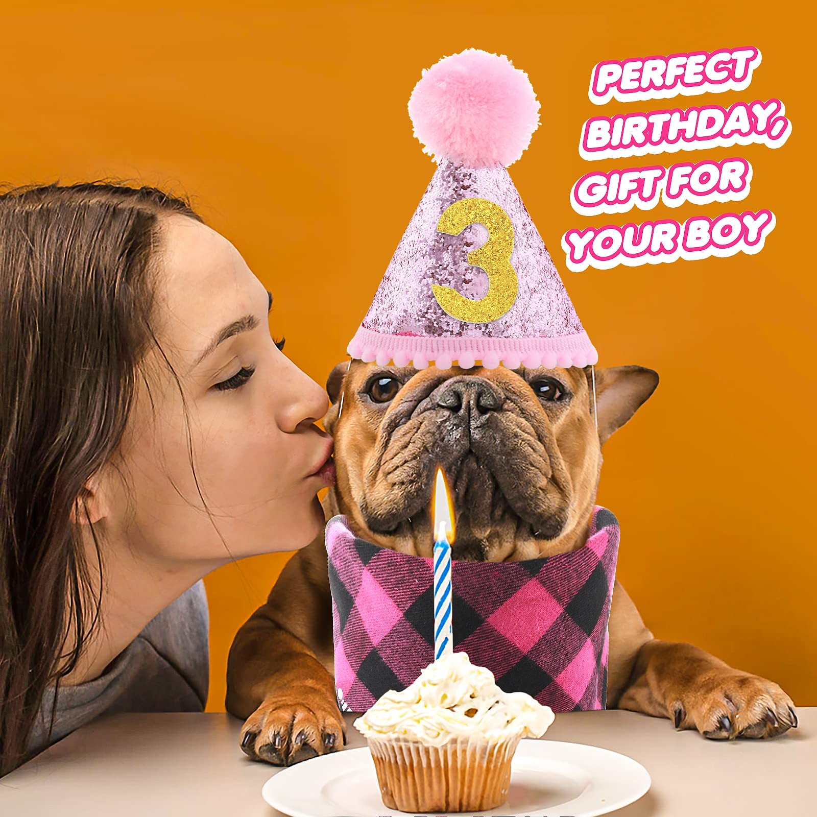Cobee Set di accessori per compleanni di cani: bandana cappello cravatta e b foto 6