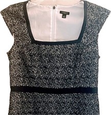 Ann Taylor Sheath Dress 8 Navy Blue Floral Lace Lined Work Cocktail Sleeveless