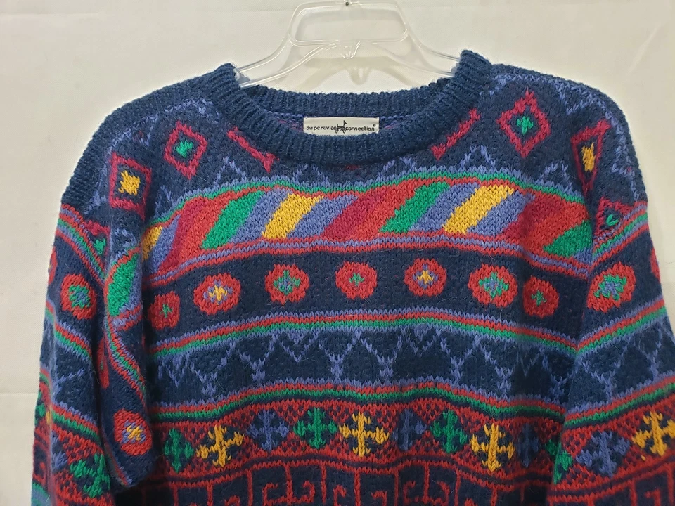 Peruvian Connection - 100% Alpaca Knit Fair Isle - Loud Cosby Sweater - Mens XL - Image 2 of 4