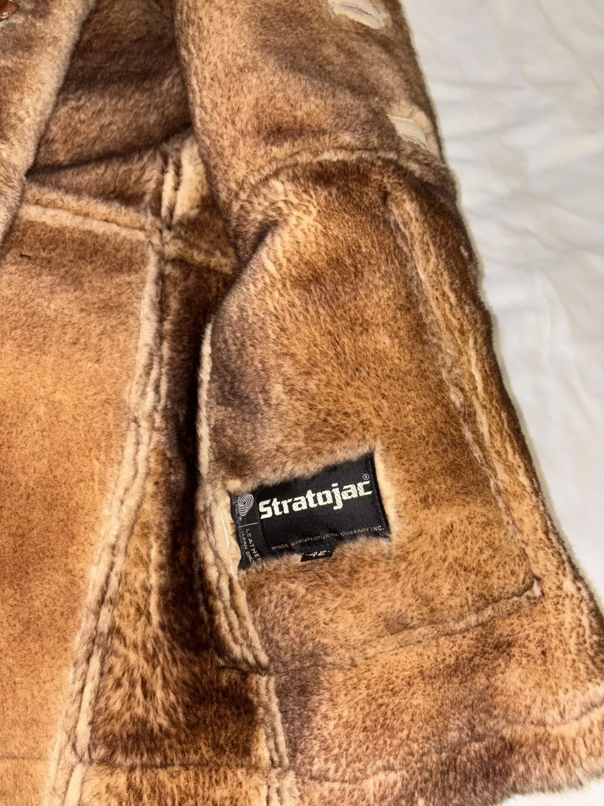 Vintage 1970s Stratojac Shearling Sheepskin Rancher Coat Men’s 42 Western USA - product detail image 5