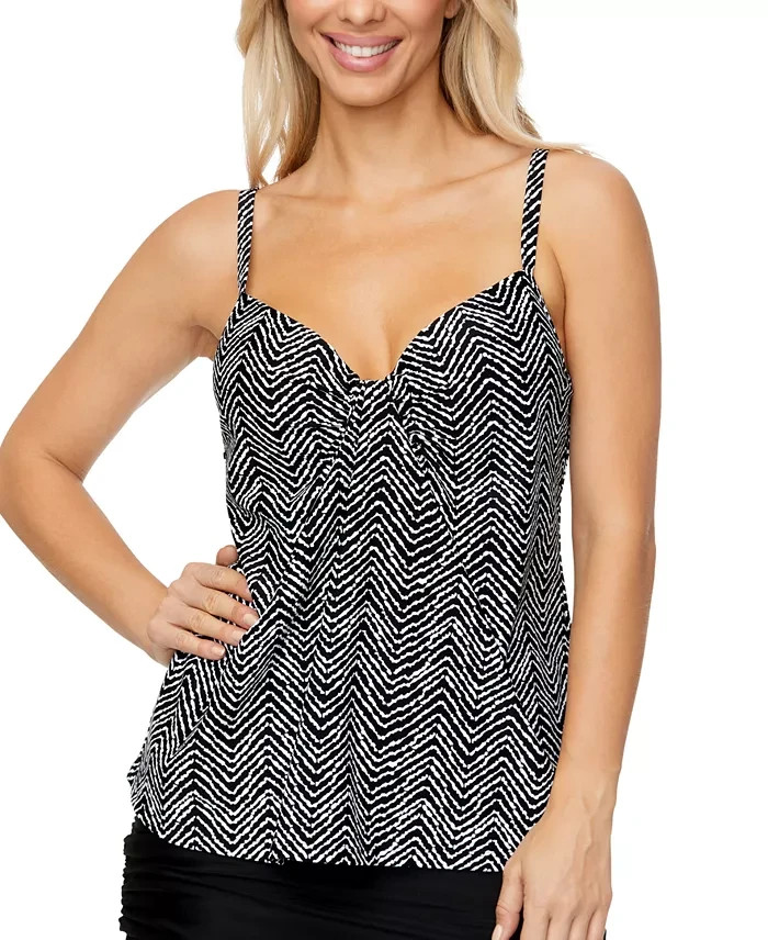 Island Escape Women's Scorpio Underwire Tankini Top, Black, Size 12 2422