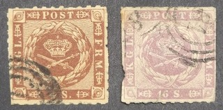 DENMARK 1863 Rouletted 4s & 16s Fair To Poor Condition €500