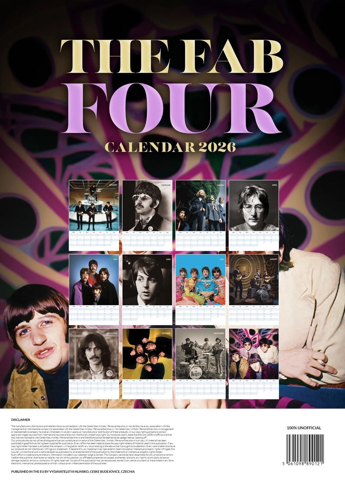 The Beatles 2026 Vertical Wall Calendar