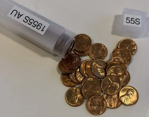 1955 s wheat penny Roll Of 50 UNC.