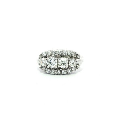Vintage Weißgold 1,15ctw feuriger Brillant Altschliff Diamant 3-reihiger Bandring