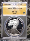 1986 "S" PROOF American *SILVER* Eagle $1 ANACS PF69 DCAM #955 ECC&C, Inc.