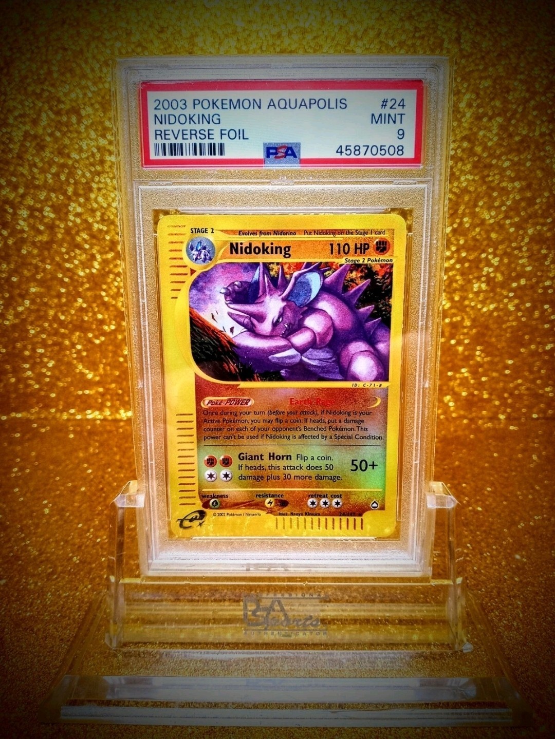 Pokemon Aquapolis Reverse Holo Nidoking #24 PSA 9 MINT
