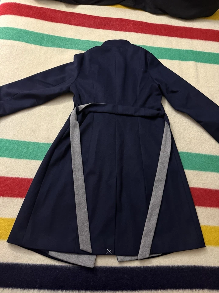 2024 Brooks Brothers United Overcoat Trench Coat Navy Grey Large New With Tags - Image 2 of 4