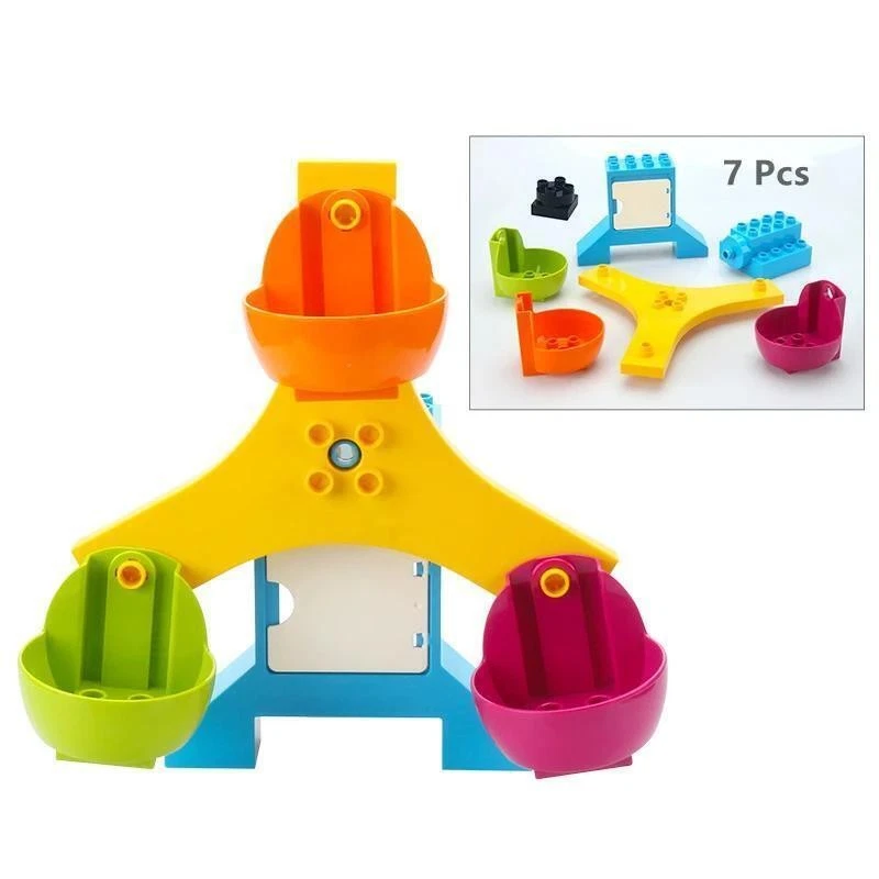Nuevo divertido parque de atracciones noria coche de carreras base de construcción verde para Lego Duplo Foto 3 de 4