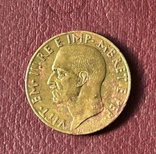 Albania 0.10 Lek 1941 Italian Occupation .Victor Emmanuel III Very Rare Coin