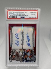 CORBIN CARROLL/GUNNAR HENDERSON, Bowman Sterling Dual Autographs Red 2/5 RARE