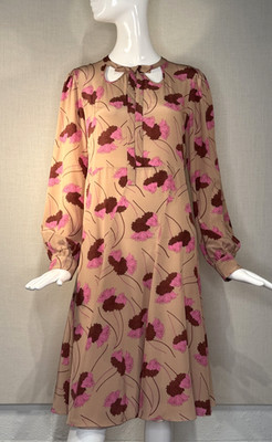 ROCHAS Pre-Fall 2016 Silk Floral Print Long Sleeved Dress SIZE IT42 US6 M, ITALY