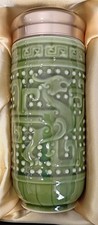 Teavana Dragon Bicchiere da Viaggio Doppia Parete, Ceramica Verde con Infusore