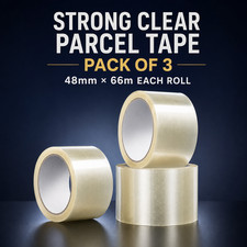 Parcel Tape 48mm X 66m Strong Heavy Duty for Secure Box Packing 3-Rolls Clear